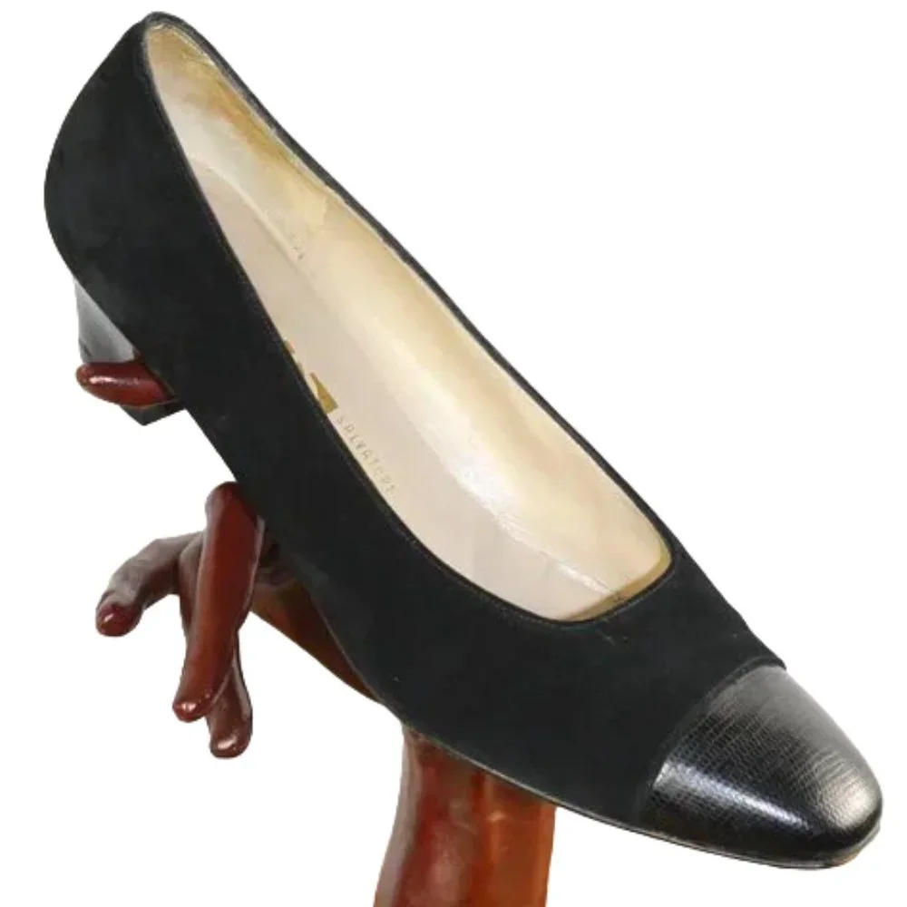 Salvatore Ferragamo Black Suede Classic Pump, Made in Italy Size 10.5